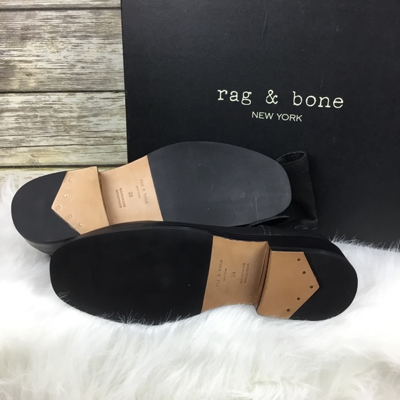 Rag & Bone Black Oliver Elk Leather Moto Boots - Picture 4 of 7